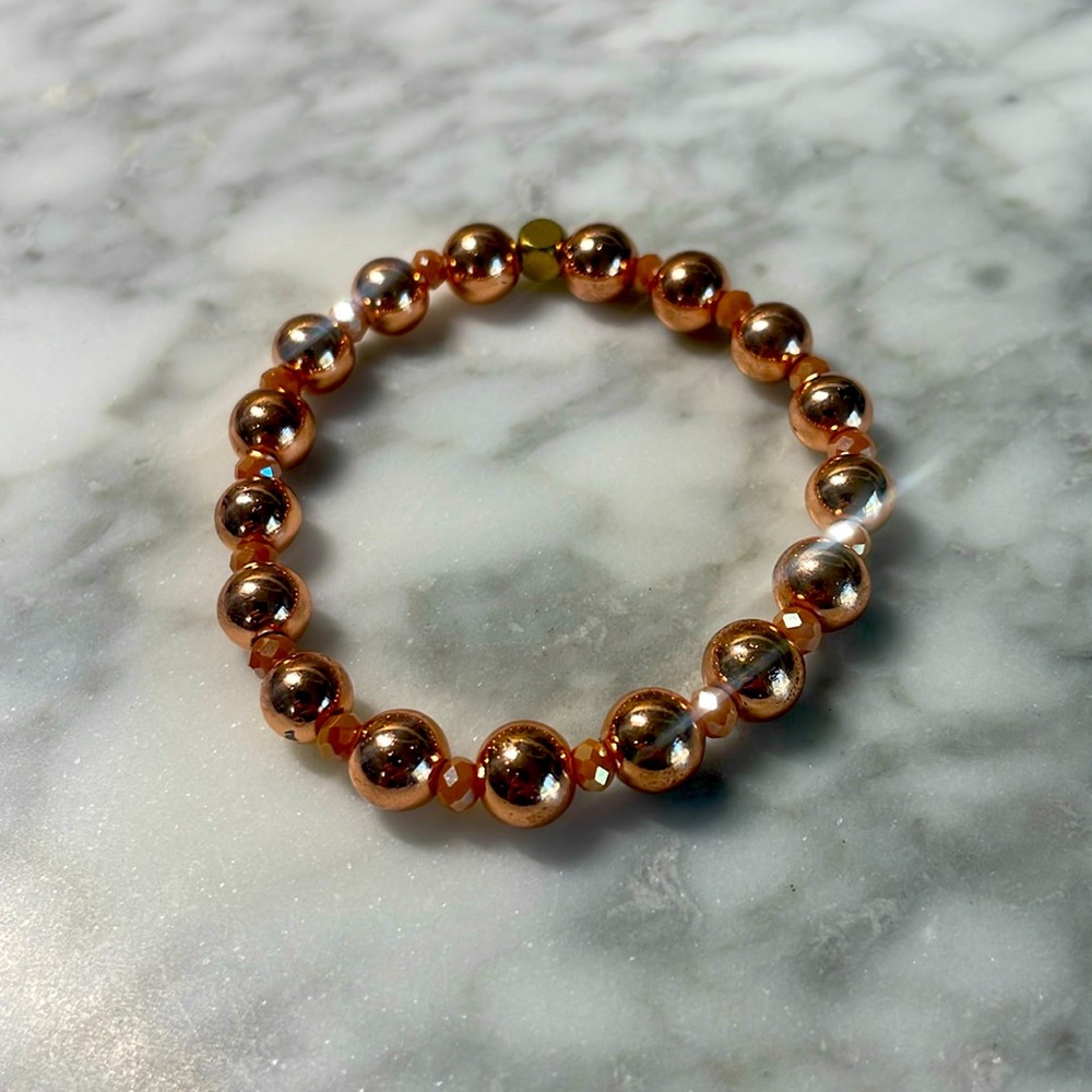 Rose gold hematite bracelets in 7”